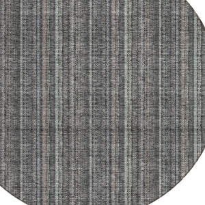 HomeRoots 5' Gray and Silver Striped Washable Area Rug - Durable, Stylish Design for Indoor and Outdoor Spaces 8' Round 615051