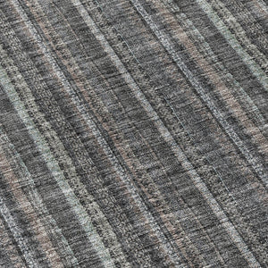 HomeRoots 5' Gray and Silver Striped Washable Area Rug - Durable, Stylish Design for Indoor and Outdoor Spaces 8' Round 615051