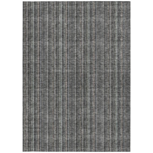 HomeRoots 5' Gray and Silver Striped Washable Area Rug - Durable, Stylish Design for Indoor and Outdoor Spaces 8' X 10' 615052