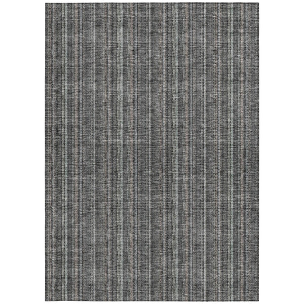 HomeRoots 5' Gray and Silver Striped Washable Area Rug - Durable, Stylish Design for Indoor and Outdoor Spaces 8' X 10' 615052