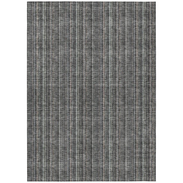 HomeRoots 5' Gray and Silver Striped Washable Area Rug - Durable, Stylish Design for Indoor and Outdoor Spaces 8' X 10' 615052