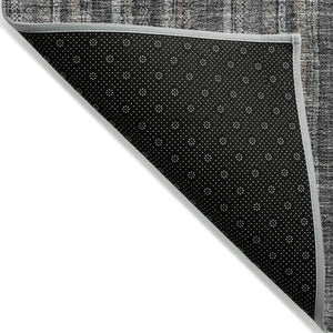 HomeRoots 5' Gray and Silver Striped Washable Area Rug - Durable, Stylish Design for Indoor and Outdoor Spaces 8' X 10' 615052