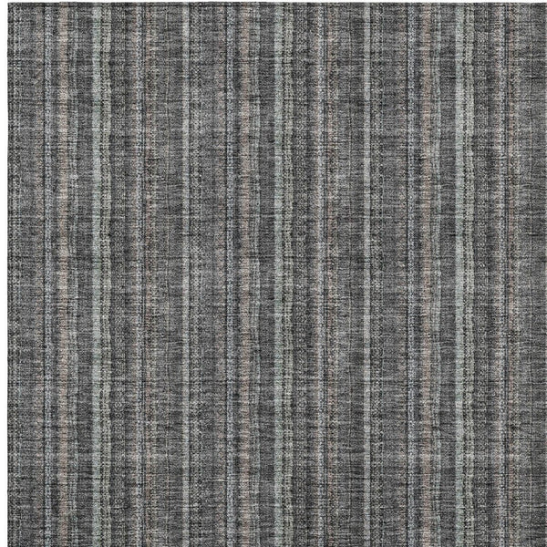 HomeRoots 5' Gray and Silver Striped Washable Area Rug - Durable, Stylish Design for Indoor and Outdoor Spaces 8' X 10' 615052