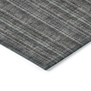 HomeRoots 5' Gray and Silver Striped Washable Area Rug - Durable, Stylish Design for Indoor and Outdoor Spaces 9' X 12' 615053