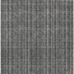 HomeRoots 5' Gray and Silver Striped Washable Area Rug - Durable, Stylish Design for Indoor and Outdoor Spaces 9' X 12' 615053