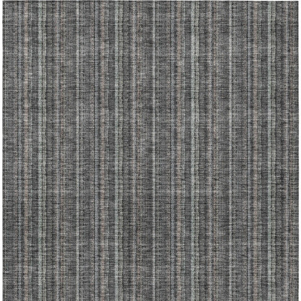 HomeRoots 5' Gray and Silver Striped Washable Area Rug - Durable, Stylish Design for Indoor and Outdoor Spaces 10' X 14' 615054