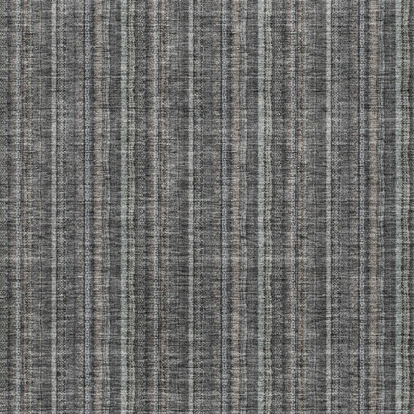 HomeRoots 5' Gray and Silver Striped Washable Area Rug - Durable, Stylish Design for Indoor and Outdoor Spaces 10' X 14' 615054