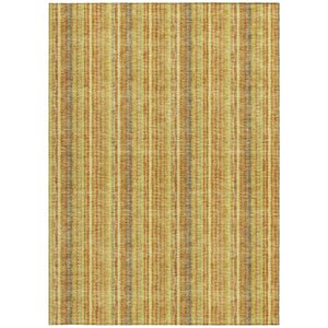 HomeRoots 5' Gold and Copper Striped Area Rug - Stylish, Durable, Washable Indoor-Outdoor Accent for Any Space 5' X 8' 615056