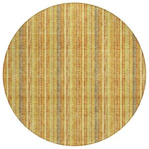 HomeRoots 5' Gold and Copper Striped Area Rug - Stylish, Durable, Washable Indoor-Outdoor Accent for Any Space 8' Round 615057