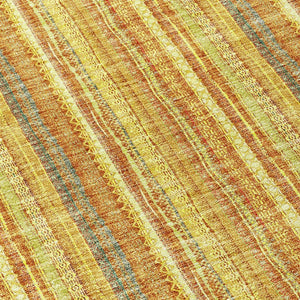HomeRoots 5' Gold and Copper Striped Area Rug - Stylish, Durable, Washable Indoor-Outdoor Accent for Any Space 8' Round 615057