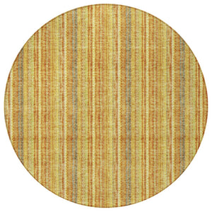 HomeRoots 5' Gold and Copper Striped Area Rug - Stylish, Durable, Washable Indoor-Outdoor Accent for Any Space 8' Round 615057