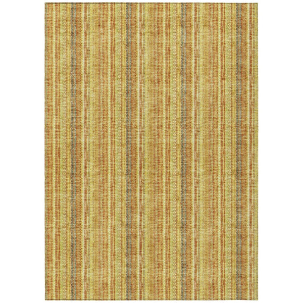 HomeRoots 5' Gold and Copper Striped Area Rug - Stylish, Durable, Washable Indoor-Outdoor Accent for Any Space 8' X 10' 615058