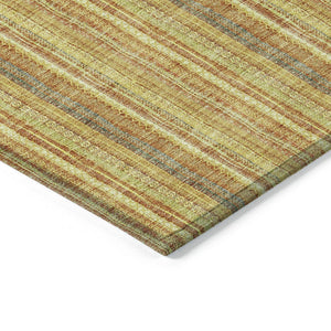 HomeRoots 5' Gold and Copper Striped Area Rug - Stylish, Durable, Washable Indoor-Outdoor Accent for Any Space 8' X 10' 615058