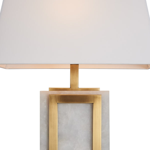 Wildwood Hopewell Alabaster Table Lamp With Antique Brass Frame, Geometric Sculptural Accent For Living Spaces 61506