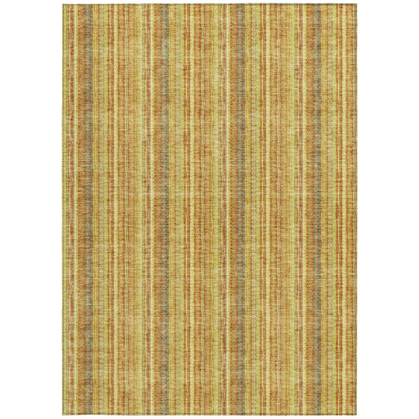 HomeRoots 5' Gold and Copper Striped Area Rug - Stylish, Durable, Washable Indoor-Outdoor Accent for Any Space 10' X 14' 615060