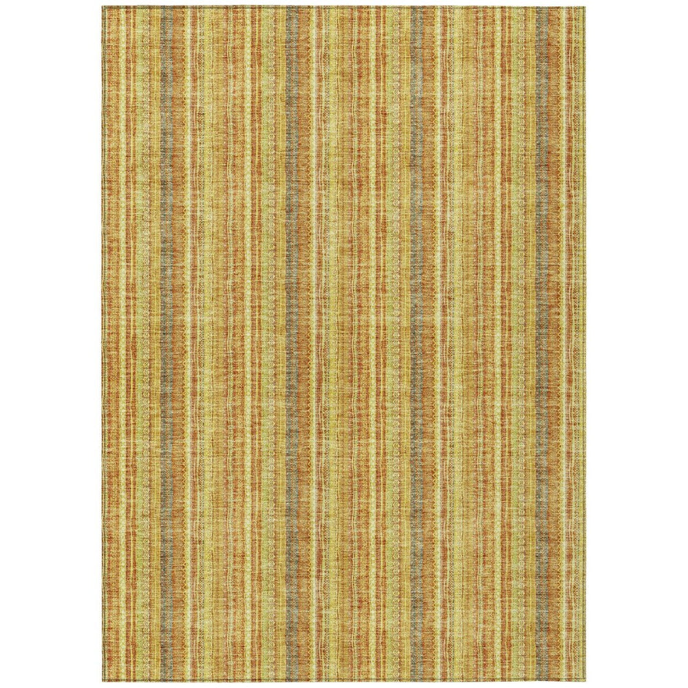 HomeRoots 5' Gold and Copper Striped Area Rug - Stylish, Durable, Washable Indoor-Outdoor Accent for Any Space 10' X 14' 615060