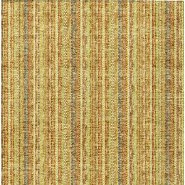 HomeRoots 5' Gold and Copper Striped Area Rug - Stylish, Durable, Washable Indoor-Outdoor Accent for Any Space 10' X 14' 615060