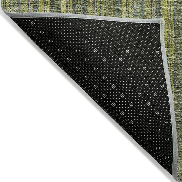 HomeRoots 5' Striped Olive and Lime Green Area Rug - Durable, Washable, Indoor/Outdoor Decor for Any Space 5' X 8' 615062