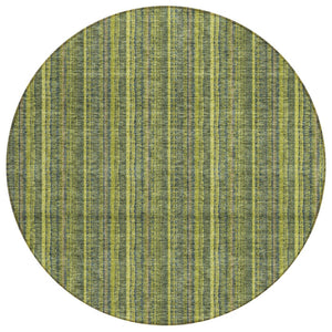HomeRoots 5' Striped Olive and Lime Green Area Rug - Durable, Washable, Indoor/Outdoor Decor for Any Space 8' Round 615063
