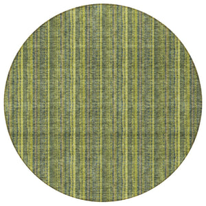 HomeRoots 5' Striped Olive and Lime Green Area Rug - Durable, Washable, Indoor/Outdoor Decor for Any Space 8' Round 615063