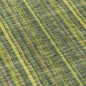 HomeRoots 5' Striped Olive and Lime Green Area Rug - Durable, Washable, Indoor/Outdoor Decor for Any Space 8' Round 615063