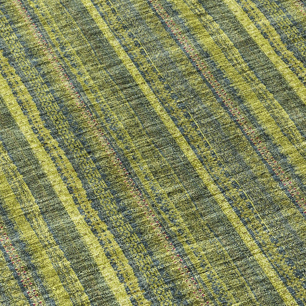 HomeRoots 5' Striped Olive and Lime Green Area Rug - Durable, Washable, Indoor/Outdoor Decor for Any Space 8' Round 615063