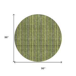 HomeRoots 5' Striped Olive and Lime Green Area Rug - Durable, Washable, Indoor/Outdoor Decor for Any Space 8' Round 615063