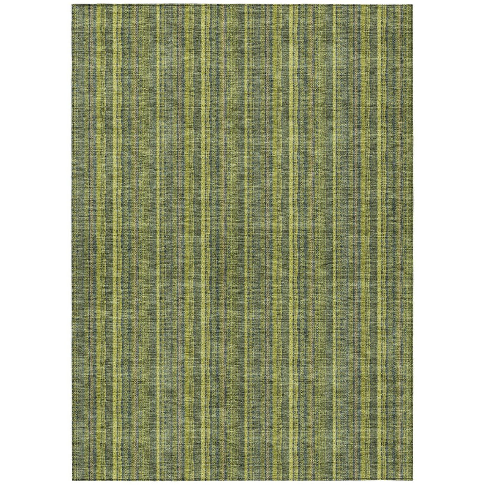 HomeRoots 5' Striped Olive and Lime Green Area Rug - Durable, Washable, Indoor/Outdoor Decor for Any Space 8' X 10' 615064