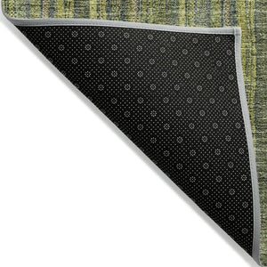 HomeRoots 5' Striped Olive and Lime Green Area Rug - Durable, Washable, Indoor/Outdoor Decor for Any Space 8' X 10' 615064