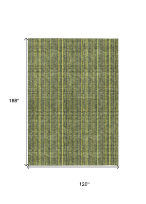HomeRoots 5' Striped Olive and Lime Green Area Rug - Durable, Washable, Indoor/Outdoor Decor for Any Space 10' X 14' 615066