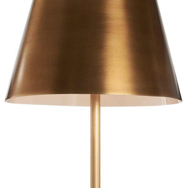 Wildwood Woodbury Antique Brass Table Lamp With Adjustable Height, Tapered Shade & Textured Column Base For Living Spaces 61508