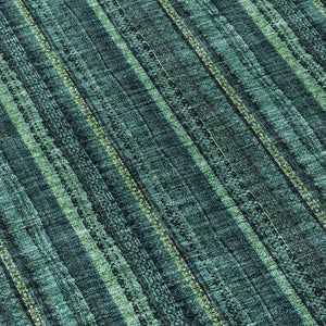 HomeRoots 5' Coastal-Inspired Teal Blue and Mint Green Striped Area Rug for Indoor & Outdoor Spaces 8' Round 615088