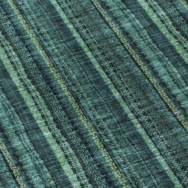 HomeRoots 5' Coastal-Inspired Teal Blue and Mint Green Striped Area Rug for Indoor & Outdoor Spaces 8' Round 615088
