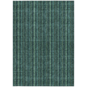 HomeRoots 5' Coastal-Inspired Teal Blue and Mint Green Striped Area Rug for Indoor & Outdoor Spaces 8' X 10' 615090