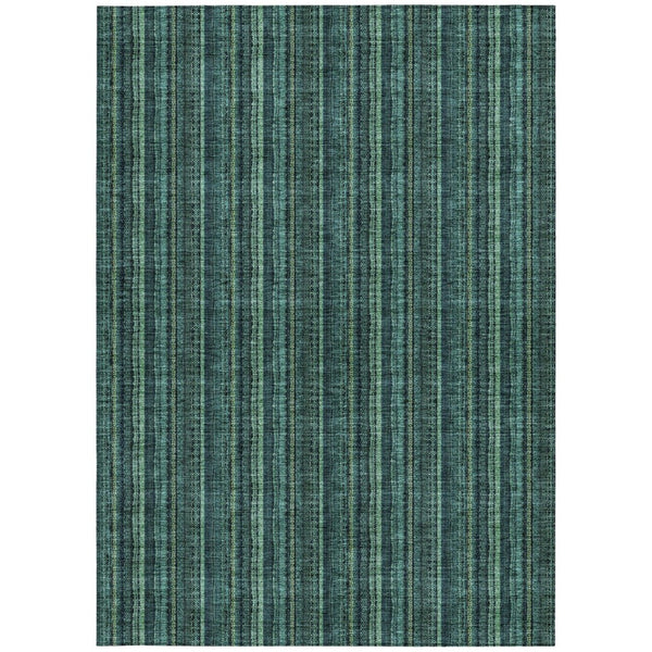 HomeRoots 5' Coastal-Inspired Teal Blue and Mint Green Striped Area Rug for Indoor & Outdoor Spaces 8' X 10' 615090