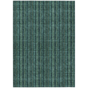 HomeRoots 5' Coastal-Inspired Teal Blue and Mint Green Striped Area Rug for Indoor & Outdoor Spaces 8' X 10' 615090