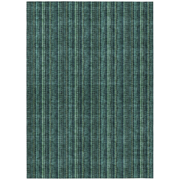 HomeRoots 5' Coastal-Inspired Teal Blue and Mint Green Striped Area Rug for Indoor & Outdoor Spaces 8' X 10' 615090