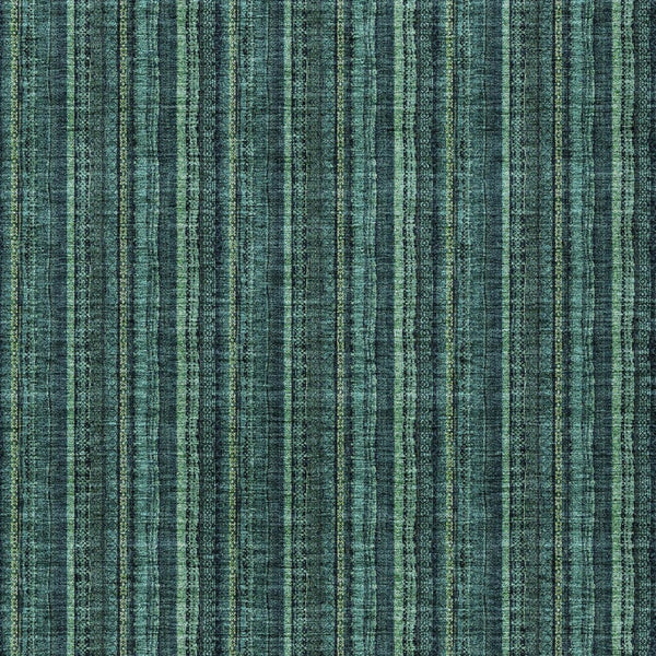 HomeRoots 5' Coastal-Inspired Teal Blue and Mint Green Striped Area Rug for Indoor & Outdoor Spaces 8' X 10' 615090