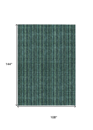 HomeRoots 5' Coastal-Inspired Teal Blue and Mint Green Striped Area Rug for Indoor & Outdoor Spaces 9' X 12' 615092