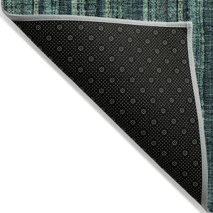 HomeRoots 5' Coastal-Inspired Teal Blue and Mint Green Striped Area Rug for Indoor & Outdoor Spaces 9' X 12' 615092