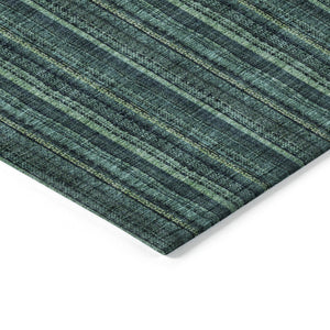 HomeRoots 5' Coastal-Inspired Teal Blue and Mint Green Striped Area Rug for Indoor & Outdoor Spaces 9' X 12' 615092