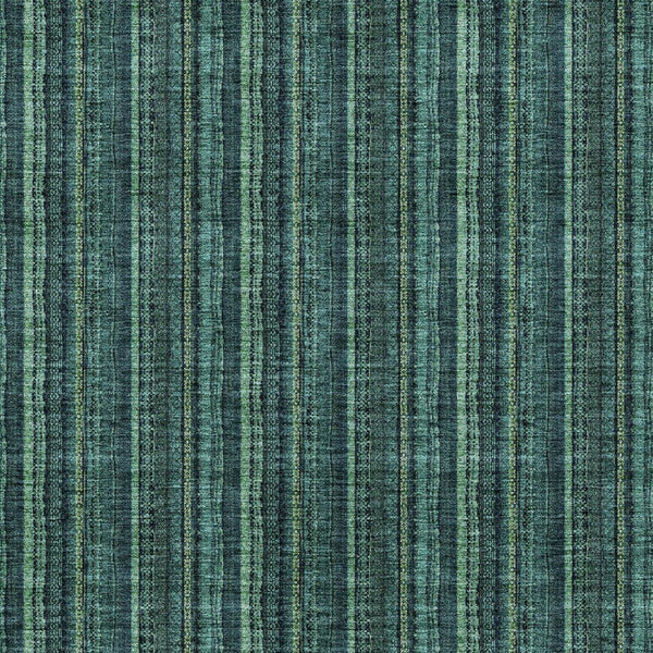 HomeRoots 5' Coastal-Inspired Teal Blue and Mint Green Striped Area Rug for Indoor & Outdoor Spaces 9' X 12' 615092