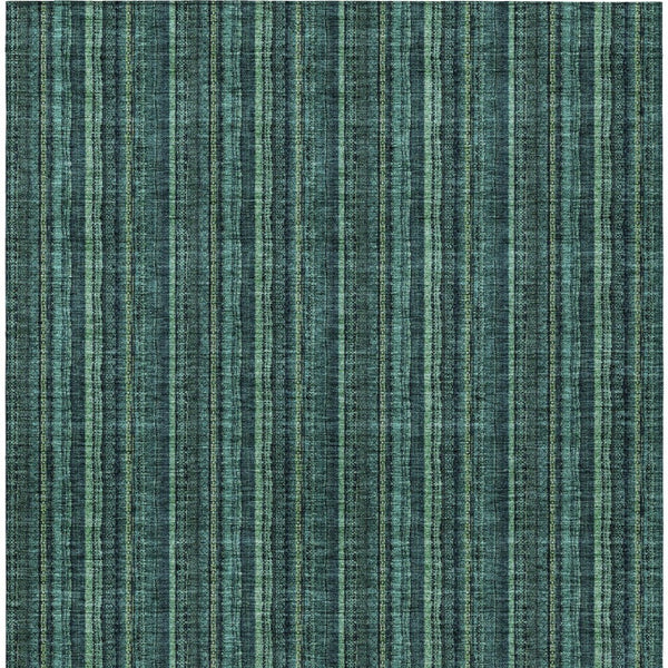HomeRoots 5' Coastal-Inspired Teal Blue and Mint Green Striped Area Rug for Indoor & Outdoor Spaces 10' X 14' 615094
