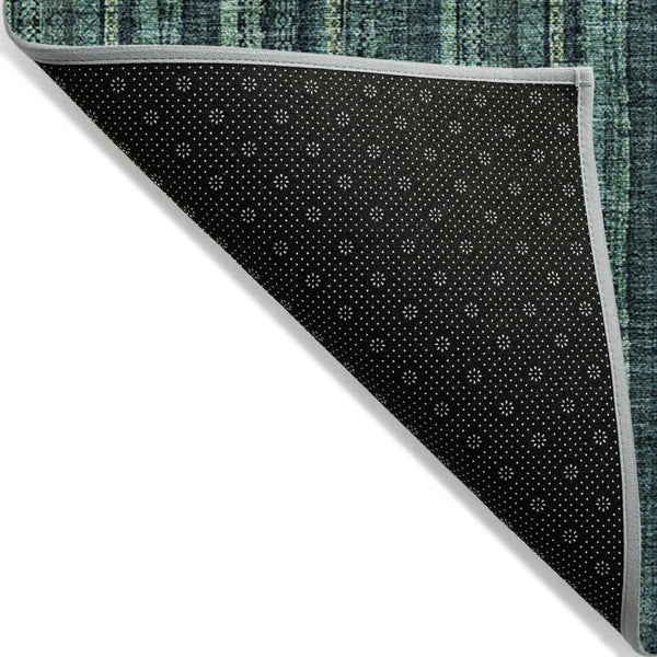 HomeRoots 5' Coastal-Inspired Teal Blue and Mint Green Striped Area Rug for Indoor & Outdoor Spaces 10' X 14' 615094