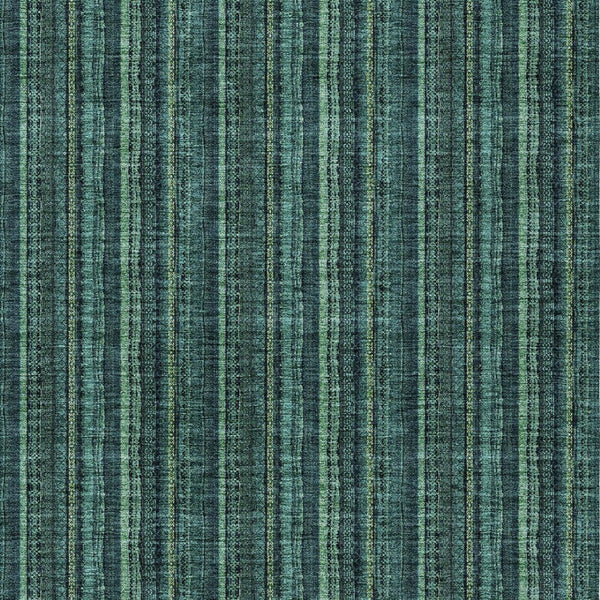 HomeRoots 5' Coastal-Inspired Teal Blue and Mint Green Striped Area Rug for Indoor & Outdoor Spaces 10' X 14' 615094