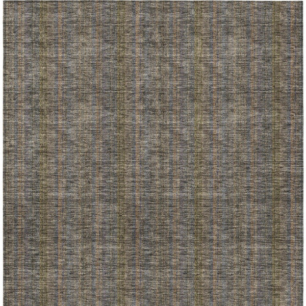 HomeRoots 5' Stylish Striped Washable Area Rug – Durable Indoor Outdoor Design in Taupe, Blue, and Green 5' X 8' 615096