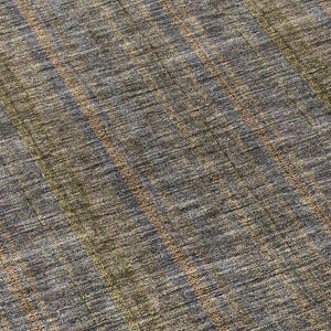 HomeRoots 5' Stylish Striped Washable Area Rug – Durable Indoor Outdoor Design in Taupe, Blue, and Green 8' Round 615097