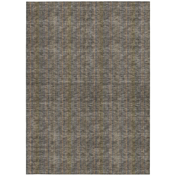HomeRoots 5' Stylish Striped Washable Area Rug – Durable Indoor Outdoor Design in Taupe, Blue, and Green 8' X 10' 615098