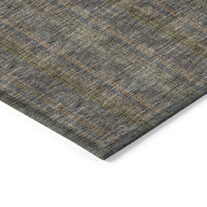 HomeRoots 5' Stylish Striped Washable Area Rug – Durable Indoor Outdoor Design in Taupe, Blue, and Green 8' X 10' 615098