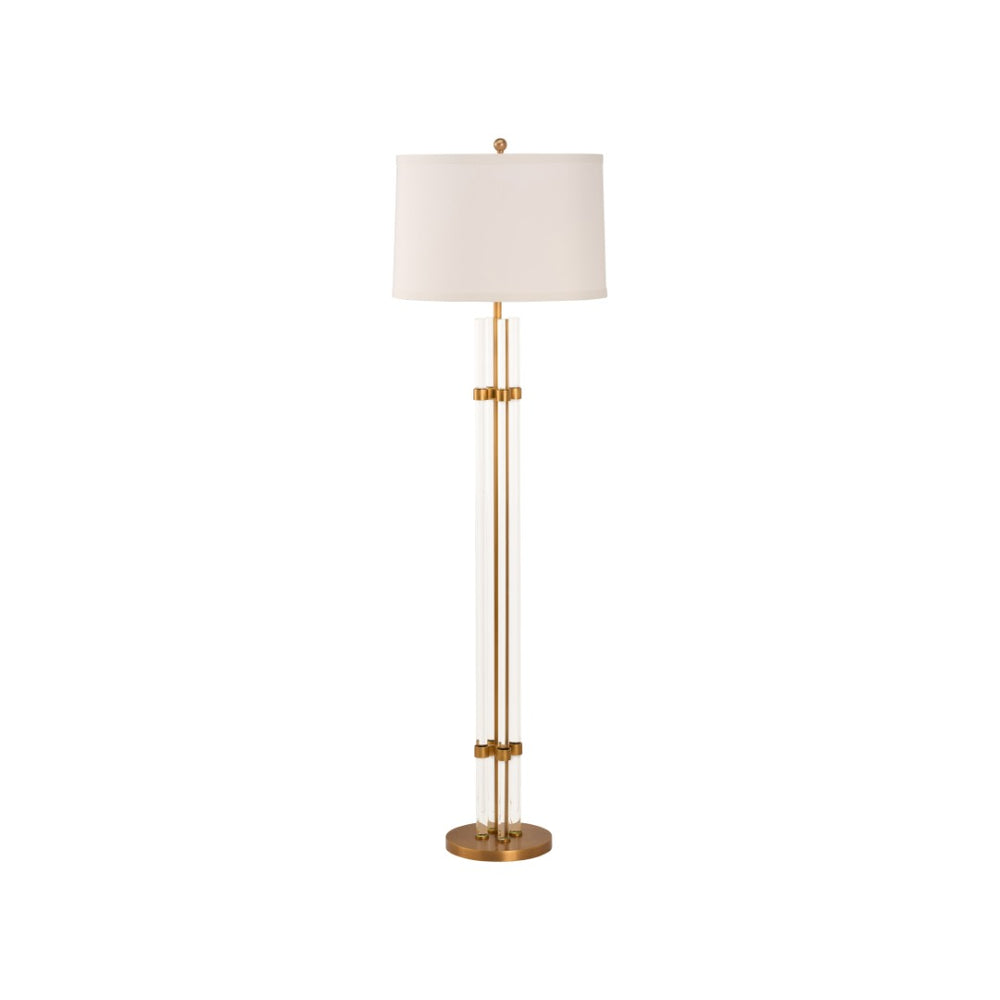 Wildwood Jefferson Vintage-Inspired Floor Lamp With Four Crystal Rods And Antique Brass Finish For Ambience 61510